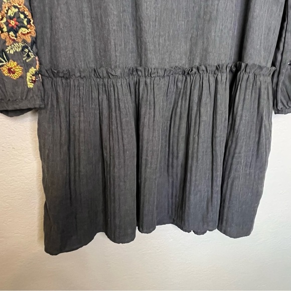 Zara Trafaluc Collection Embroidered Floral Gray Dress Size Large - Picture 6 of 14